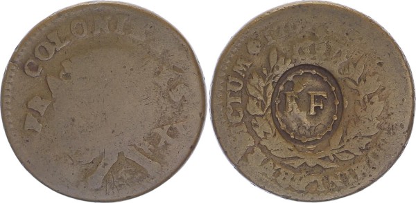 Frankreich/Kolonien Ku.-Sols 1767 A Paris Louis XV. (1715-1774) Mit Gegenstempel "RF" von Guadeloupe