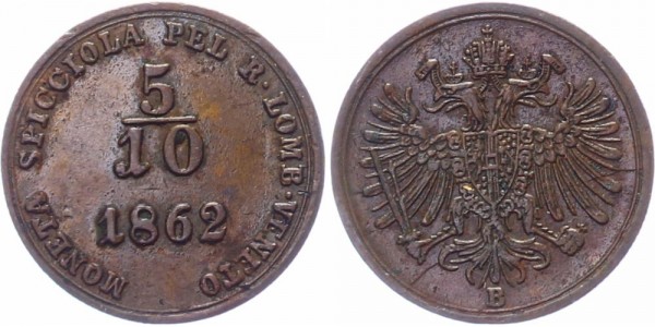 Österreich 5/10 Soldo 1862 B Kursmünze
