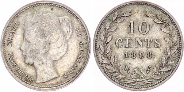 Niederlande 10 Cents 1898 - Wilhelmina I.