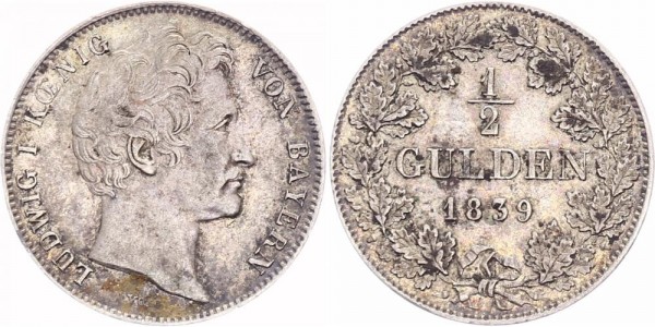 Bayern 1/2 Gulden 1839 - Ludwig I., 1825-1848
