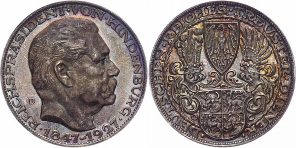 Weimarer Republik Medaille 1927 - Hindenburg