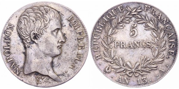 Frankreich 5 Francs AN 13 (1804/05) A (Paris) Napoleon I. 1804-1815