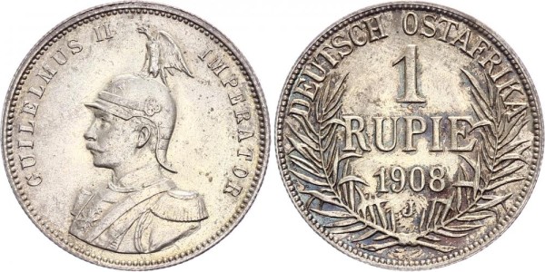 Deutsch Ostafrika 1 Rupie 1908 J Wilhelm II.