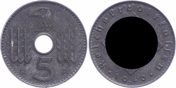 Reichskreditkassen 5 Reichspfennig 1940 D Drittes Reich