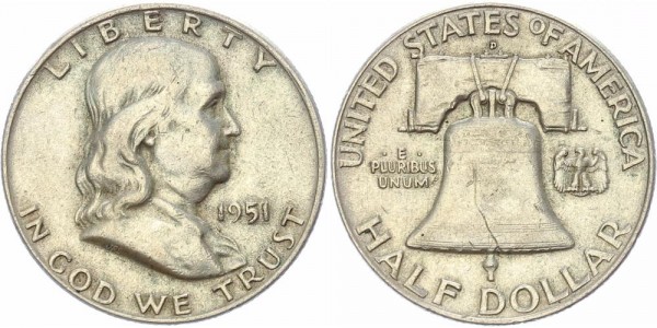 USA Half Dollar (50 Cents) 1951 D (Denver) Franklin