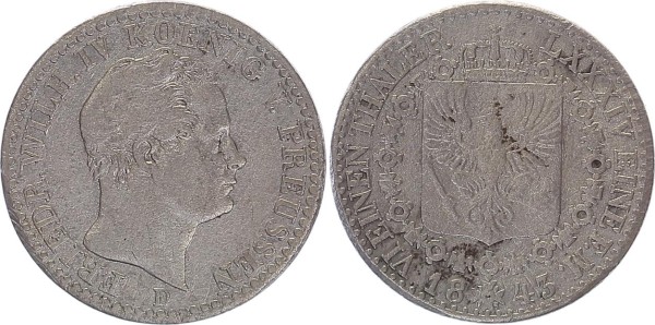 Brandenburg-Preußen 1/6 Taler 1843 A Friedrich Wilhelm IV. 1840-1861