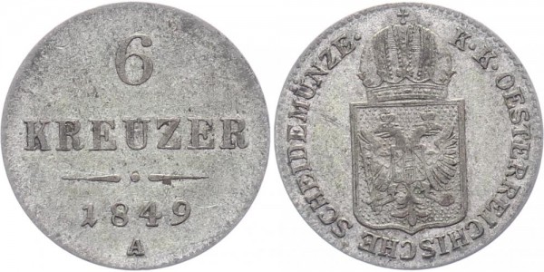 Österreich 6 Kreuzer 1849 A Kursmünze