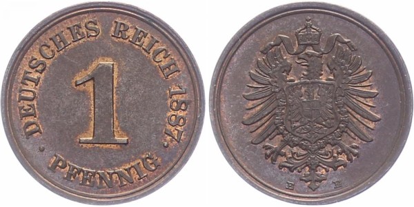 Kaiserreich 1 Pfennig 1887 E Kursmünze