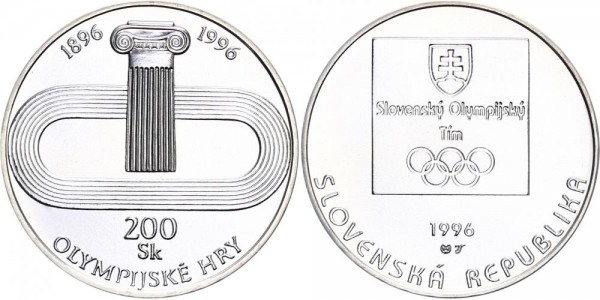 Slowakei 200 Kronen 1996 - 100 JAHRE OLYMPISCHE SPIELE