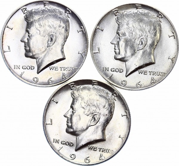 USA 3x 1/2 Dollar 1964 - Kennedy, Lot
