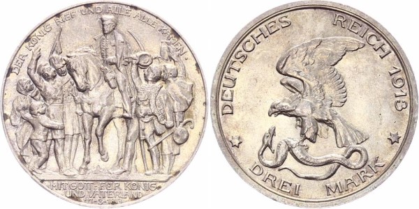 Preussen 3 Mark 1913 - Wilhelm II. 1888-1918