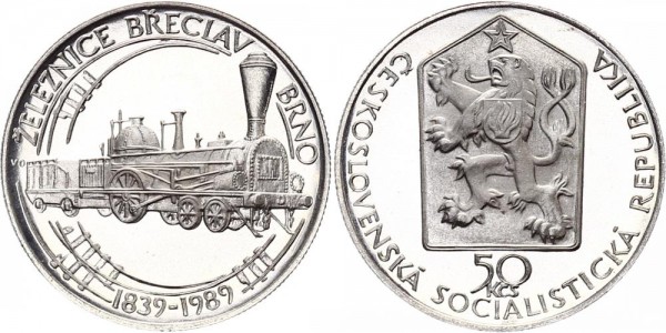 Tschechoslowakei 50 Kronen 1989 - Eisenbahn