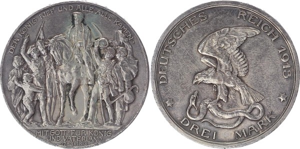 Preussen 3 Mark 1913 - Napoleon Defeat