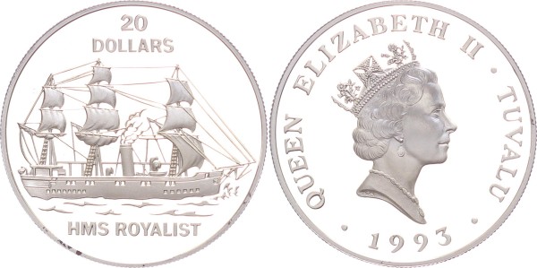 Tuvalu 20 Dollars 1993 - HMS Royalist