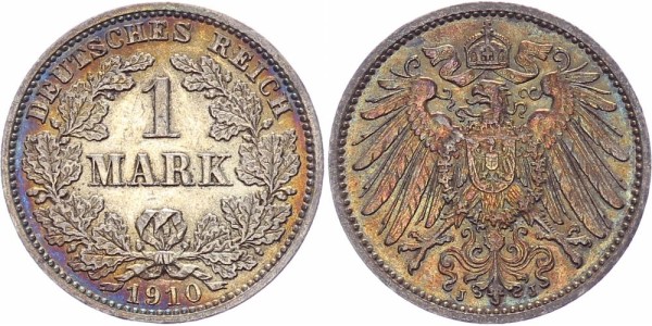 Kaiserreich 1 Mark 1910 J Kursmünze