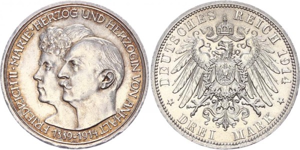 Anhalt 3 Mark 1914 - Silberhochzeit