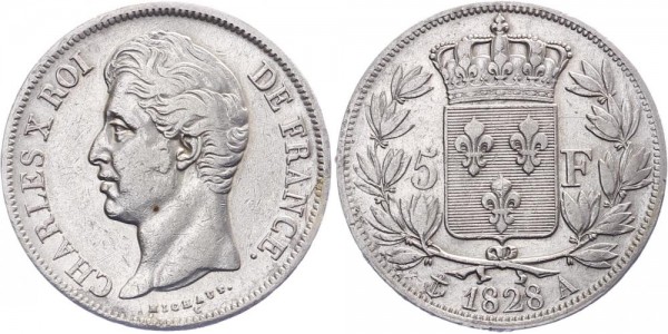 Frankreich 5 Francs 1828 A Charles X.