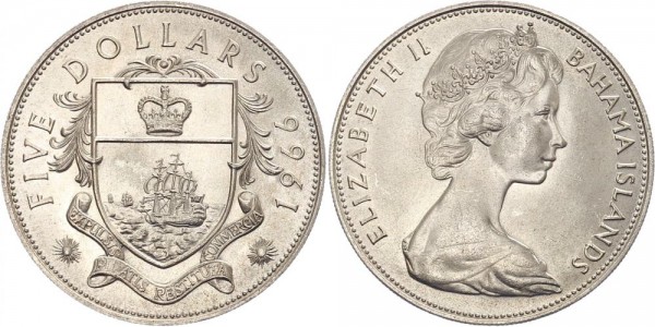 Bahamas 5 Dollars 1966 -