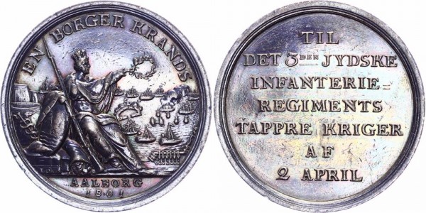 Dänemark Silbermedaille 1801 - Christian VII., 1766-1808, Tapferkeitsmedaille