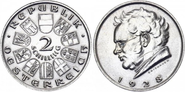 Österreich 2 Schilling 1928 - Schubert