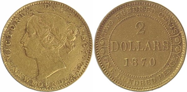 Newfoundland 2 Dollar 1870 London Mint Victoria (1855-1901)