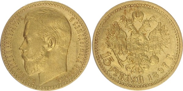 Russland 15 Rubel 1897 - Nikolaus II.