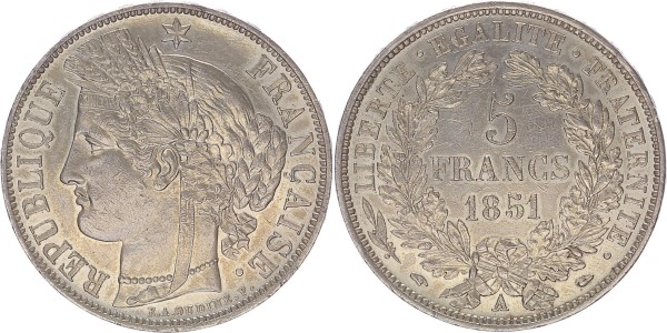 Frankreich 5 Francs 1851 A Zweite Republik 1848-1852