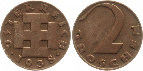 Österreich 2 Groschen 1938 - Kursmünze