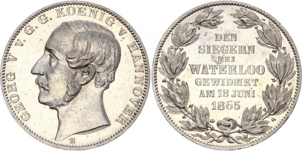 Hannover Taler 1865 - Georg V., Sieg bei Waterloo