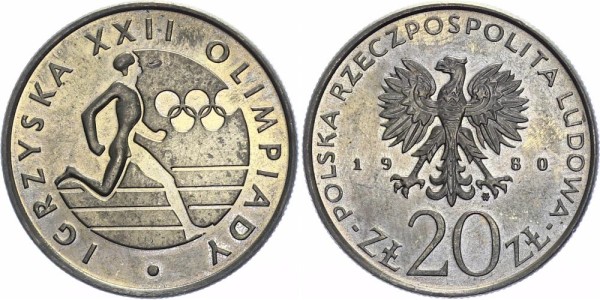 Polen 20 Zlotych 1980 - Olympische Spiele 1980 in Moskau - Läufer