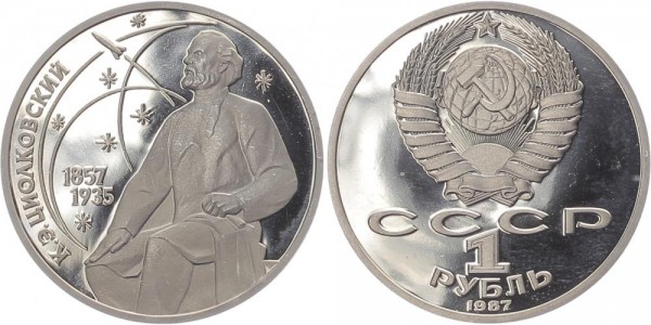 Sowjetunion 1 Rubel 1987 - Konstantin Ziolkowski PP