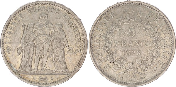 Frankreich 5 Francs 1875 A Hercule