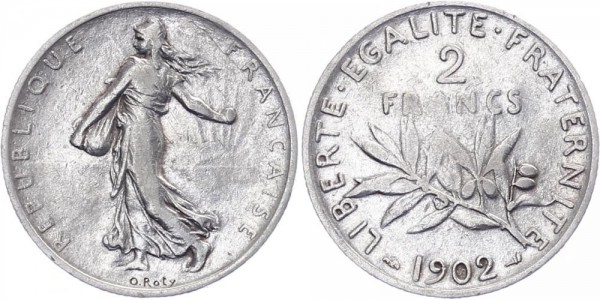 Frankreich 2 Francs 1902 - Kursmünze