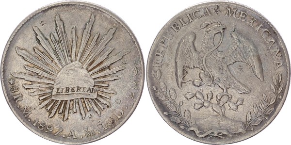 MEXICO. 8 Reales, 1897-Mo AM. Mexico City Mint