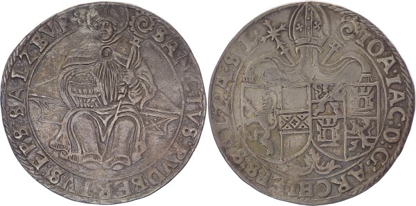 Österreich Erzbistum Salzburg 1 Taler ohne Jahr Johann Jakob Khuen von Belasi 1560-1586; Variante Hl