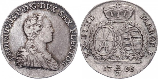Sachsen ⅔ Taler 1766 - Friedrich August III.