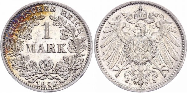 Kaiserreich 1 Mark 1893 F Kursmünze