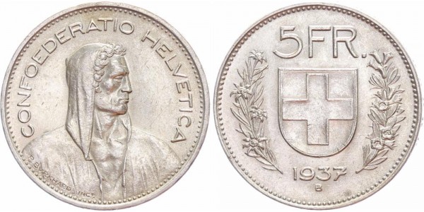 Schweiz 5 Franken 1937 - Eidgenossenschaft