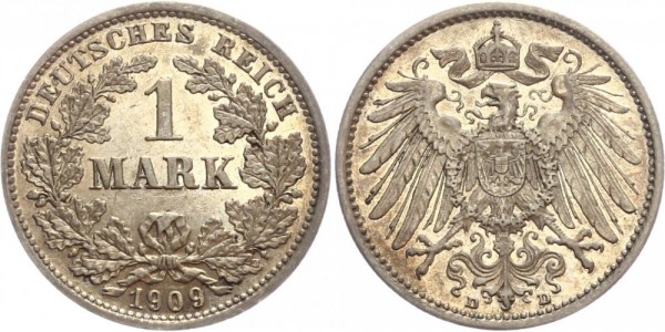 Deutsches Reich 1 Mark 1909 D Großer Adler