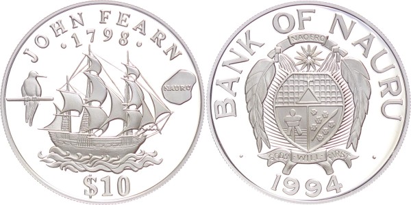 Nauru 10 Dollars 1994 - John Fearn