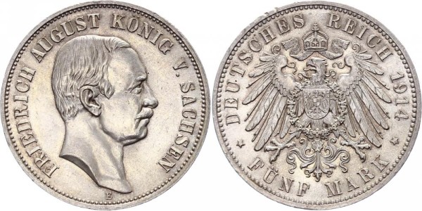 Sachsen 5 Mark 1914 - Friedrich August III.