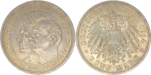 Anhalt 5 Mark 1914 A Silberhochzeit
