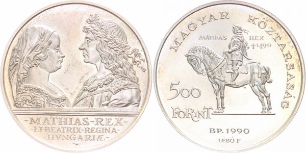 Ungarn 500 Forint 1990 - Matthias & Beatrix