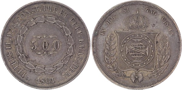 Brasilien 500 Reis 1861 - Petrus II.