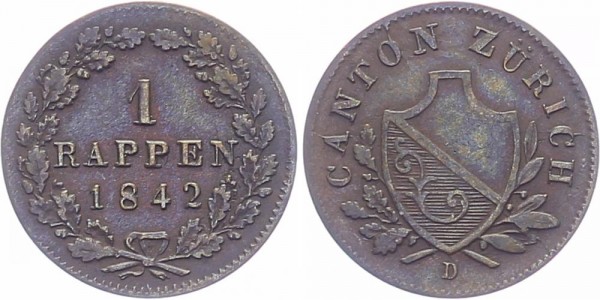Schweiz 1 Rappen 1842 Zürich Kanton