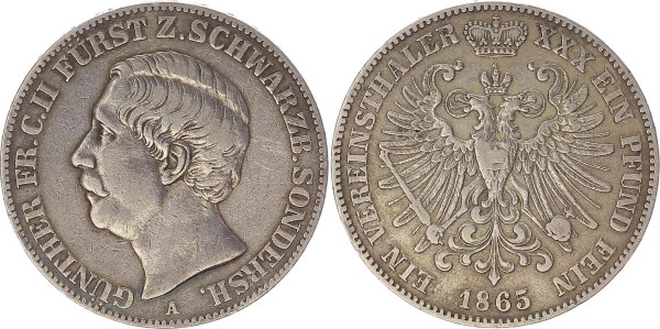Schwarzburg-Sonderhausen Vereinstaler 1865 - Günther Friedrich Karl II. 1835-1880