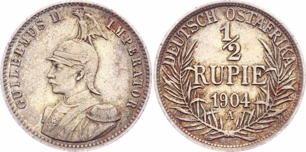Deutsch Ostafrika 1/2 Rupie 1904 A Wilhelm II