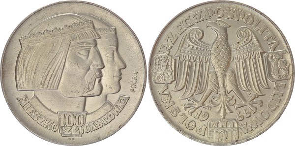 Polen 100 Zloty 1966 König Mieszko, Königin Dąbrówka, PROBE, vz