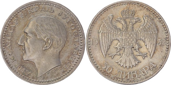 Jugoslawien 50 Dinara 1932 - Alexander I. (1921 - 1934)