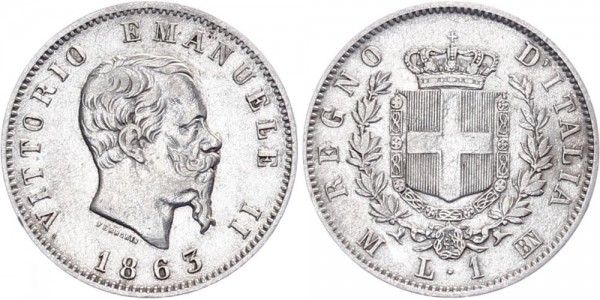 Italien 1 Lira 1863 - Kursmünze